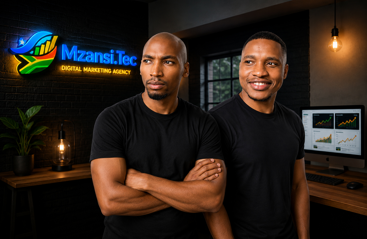 Sizwe and Henry in the Mzansi Tec office